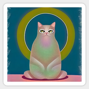 Holy Cat In Meditation illustration Sticker